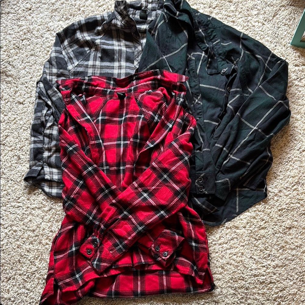 Pack of 3 Button Up Flannel Shirts